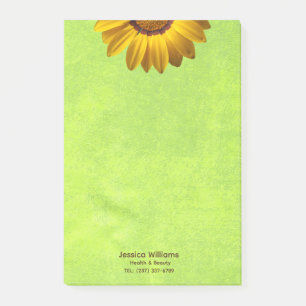 Gula blommor på Grönten Abstrakt Monogram Post-it Block