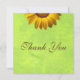 Gula blommor på Grönten Abstrakt Monogram Tack Kort
