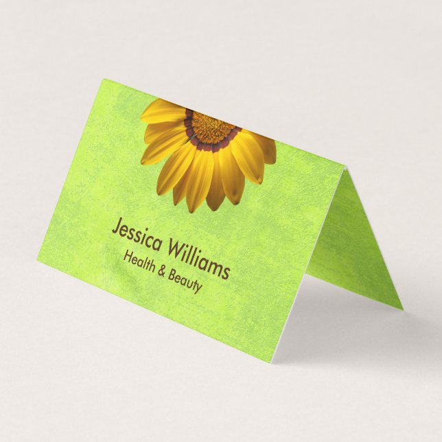Gula blommor på Grönten Abstrakt Monogram Visitkort (Framsida)