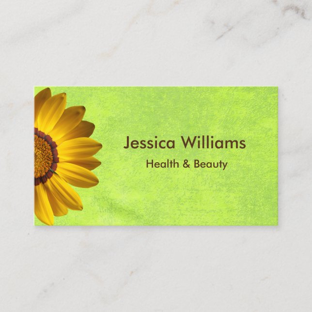 Gula blommor på Grönten Abstrakt Monogram Visitkort (Framsida)