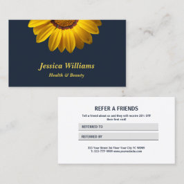 Gula blommor på marin blå bakgrund, Monogram Re Rabattkort