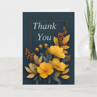 Gula blommor på Mörkens bakgrund - tackkort Inbjudan