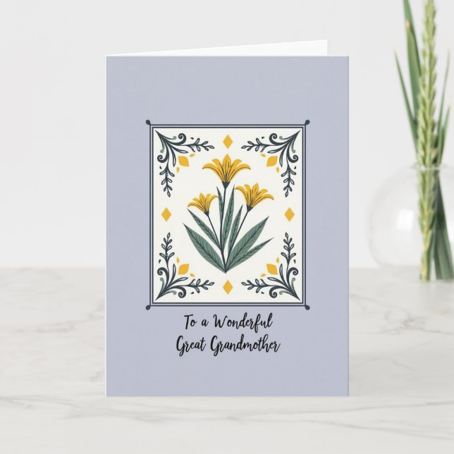 Gula blommor på mors dag-kort kort (Framsida)