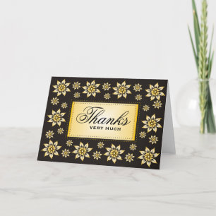 Gula blommor på svarta Eleganten - tack för dina k Kort
