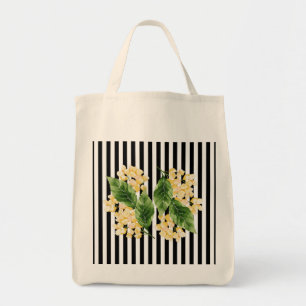 Gula blommor på svartvit rand tygkasse