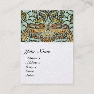 GULA BLOMMOR,PEACOCKS,DRAGONS MONOGRAM Pearl Visitkort