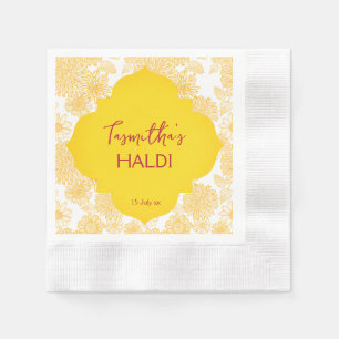Gula blommor personlig namn Haldi napkins Pappersservett