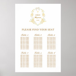 Gula blommor ram båge dop sittplatskarta poster
