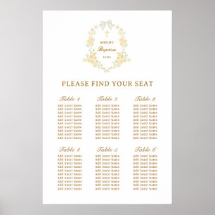 Gula blommor ram båge dop sittplatskarta poster