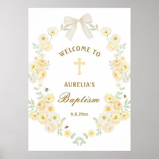 Gula blommor ram slinga dop välkommen poster (Framsidan)