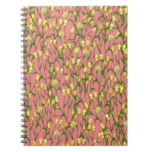 Gula blommor Rosa - Vintage i bakgrunden Anteckningsbok