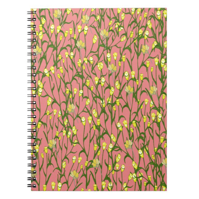 Gula blommor Rosa - Vintage i bakgrunden Anteckningsbok (Framsidan)