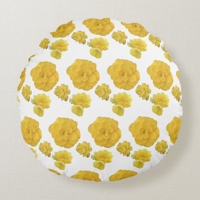 Gula blommor rund kudde (Framsidan)