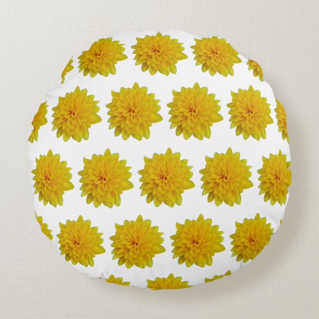 Gula blommor rund kudde (Framsidan)