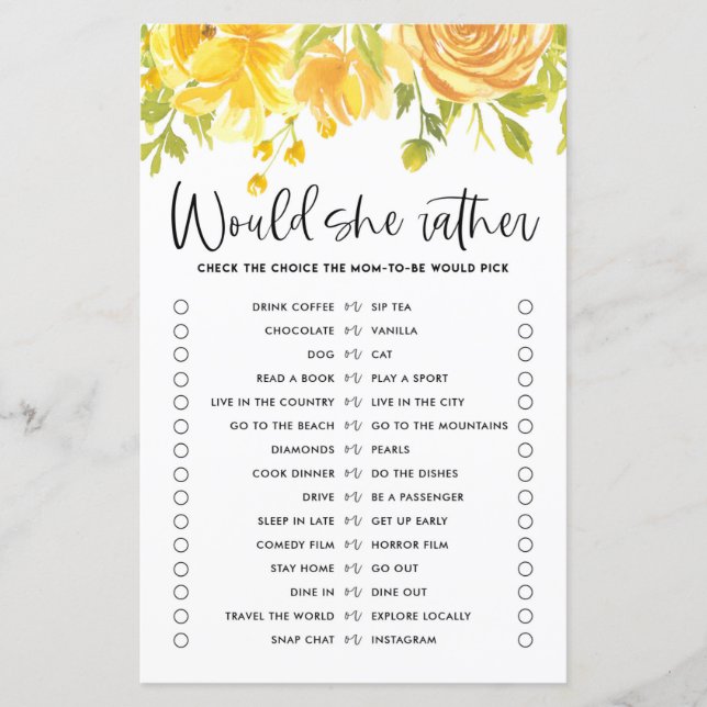 Gula blommor skulle hon hellre visa babykläder... (Framsida)