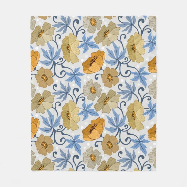 Gula blommor: Sömlös textildesign Fleecefilt (Framsidan)