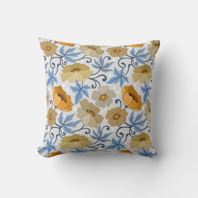 Gula blommor: Sömlös textildesign Kudde (Framsida)