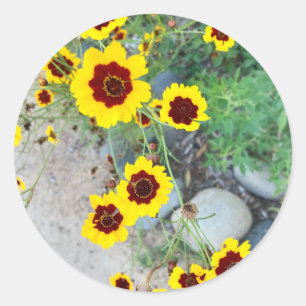 Gula blommor Sticker Runt Klistermärke
