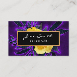 Gula blommor-, svart- och lilablommigt visitkort