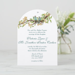 Gula blommor Teal Aqua Blue Bird Bröllopsinbjudans Inbjudningar