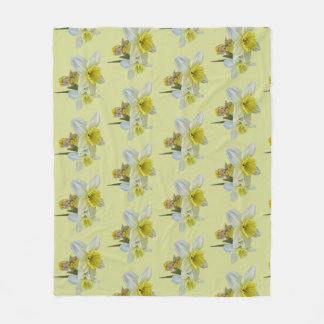 Gula blommor teddybjörnar blomster narcissus baby fleecefilt