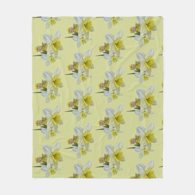 Gula blommor teddybjörnar blomster narcissus baby fleecefilt (Framsidan)