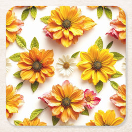 gula blommor underlägg papper kvadrat
