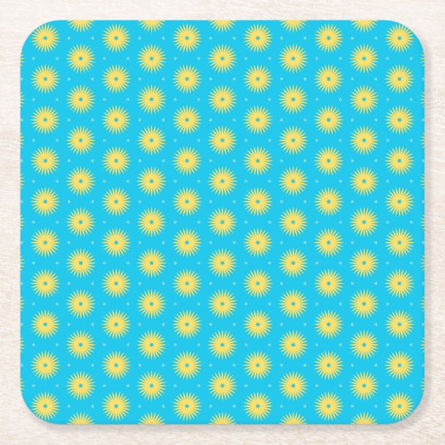 Gula blommor underlägg papper kvadrat (Framsidan)