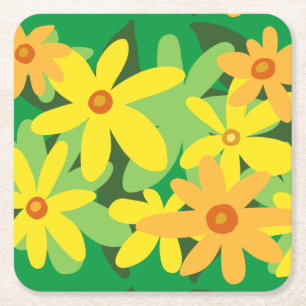 Gula blommor underlägg papper kvadrat
