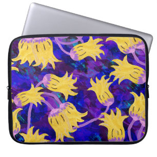 Gula blommor vattenfärgen mönster, sömlös laptop fodral