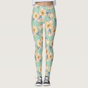 Gula blommor. Vattenfärgstam 1 Leggings