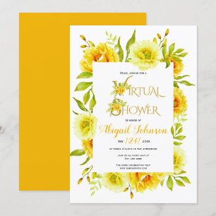 Gula blommor virtuella baby eller möhippa inbjudningar