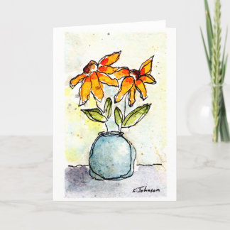 Gula blommor Watercolor-hälsningskort Kort
