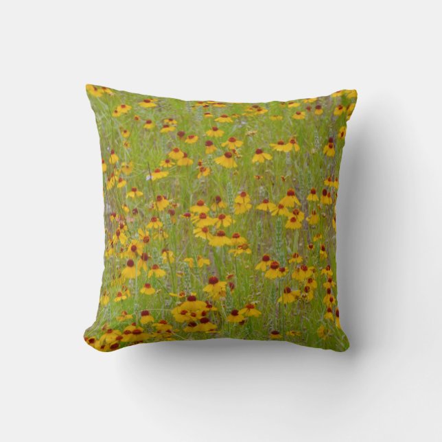 Gula blommor Wildblomart Art Pillow Kudde (Framsida)