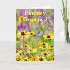 Gula blommor Wildbloms Daisy Birthday Card Kort