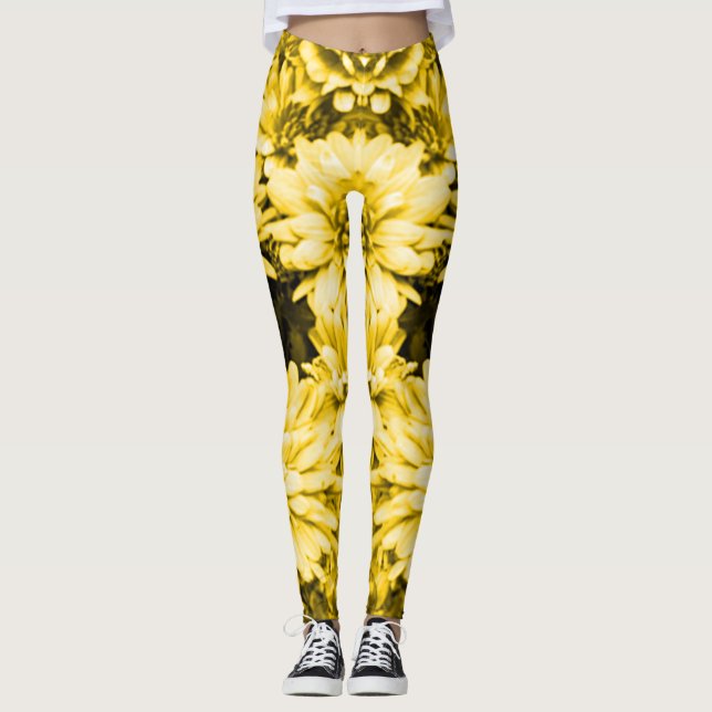 Gula blommordamasker leggings (Framsida)
