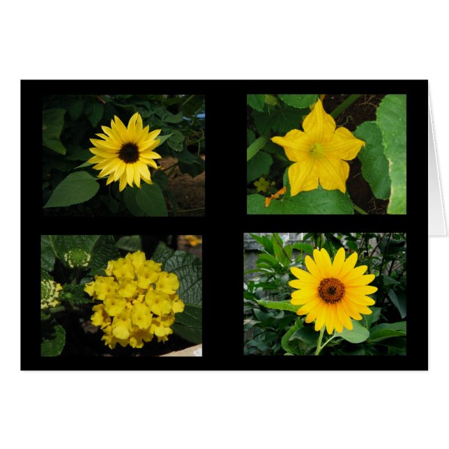 Gula blommorsamling hälsningskort (Framsidan Horizontal)