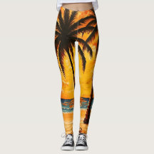 Gula Bruna Tropiska Paradis Leggings Aktivkläder