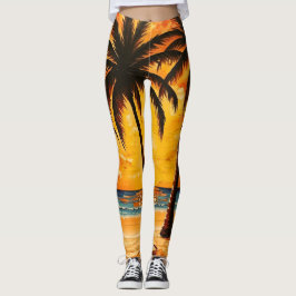 Gula Bruna Tropiska Paradis Leggings Aktivkläder