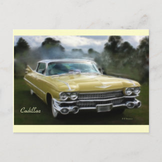 Gula Cadillac Vykort