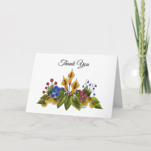 Gula Calla Lilies Blommig Trädgård Doodle Scen Tack Kort