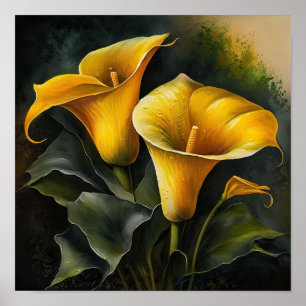 Gula Calla Liljor Lilja Blomma Konsttryck Affisch