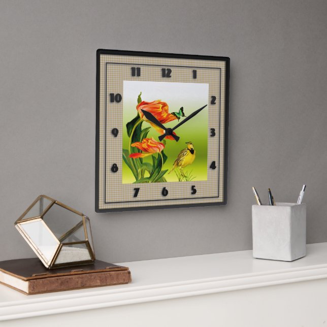 Gula Canarie kända Hoho Fyrkantig Klocka (Kontor)