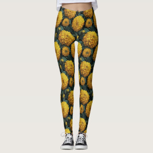 Gula Cardio Dahlias Lyxigt Morsdagspresent Leggings