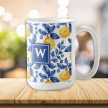 Gula citron Blå Medelhavet Amalfi Initial