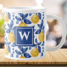 Gula citron blå medelhavs Amalfi initial