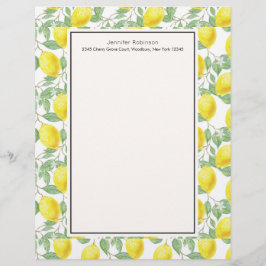 Gula citron med gröna blad mönster