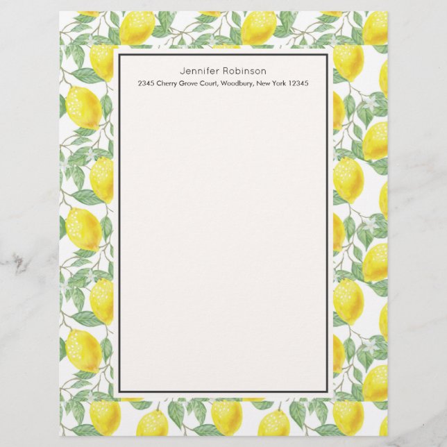 Gula citron med gröna blad mönster (Framsida)