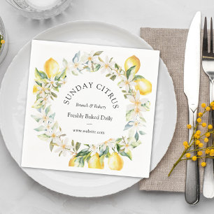 Gula citron och vita blommor blomsterkrans pappersservett