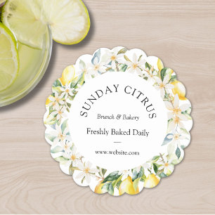 Gula citron och vita blommor blomsterkrans underlägg papper